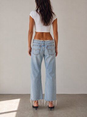 Vintage Levi’s 501 Low Rise Cut Off Waist Jeans W26 Y2K Straight Leg